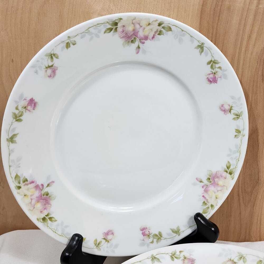 4 Rosenthal Selb-Bavaria Pink Roses Salad Lunch Plate 8.25" Donatello antique vi